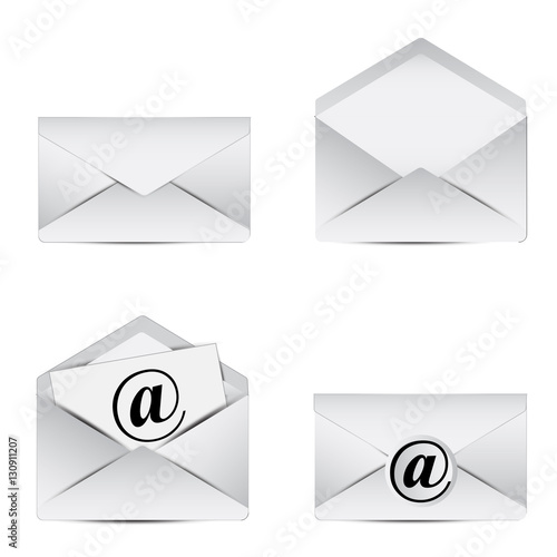 Letter. Set of White letter with empty paper