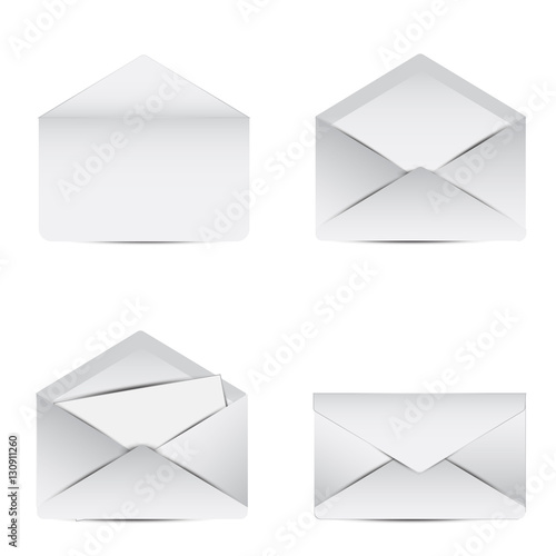 Letter. Set of White letter with empty paper
