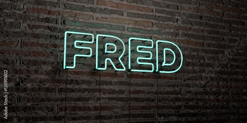 Fotografiet FRED -Realistic Neon Sign on Brick Wall background - 3D rendered royalty free stock image