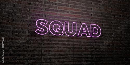 Fotografija SQUAD -Realistic Neon Sign on Brick Wall background - 3D rendered royalty free stock image