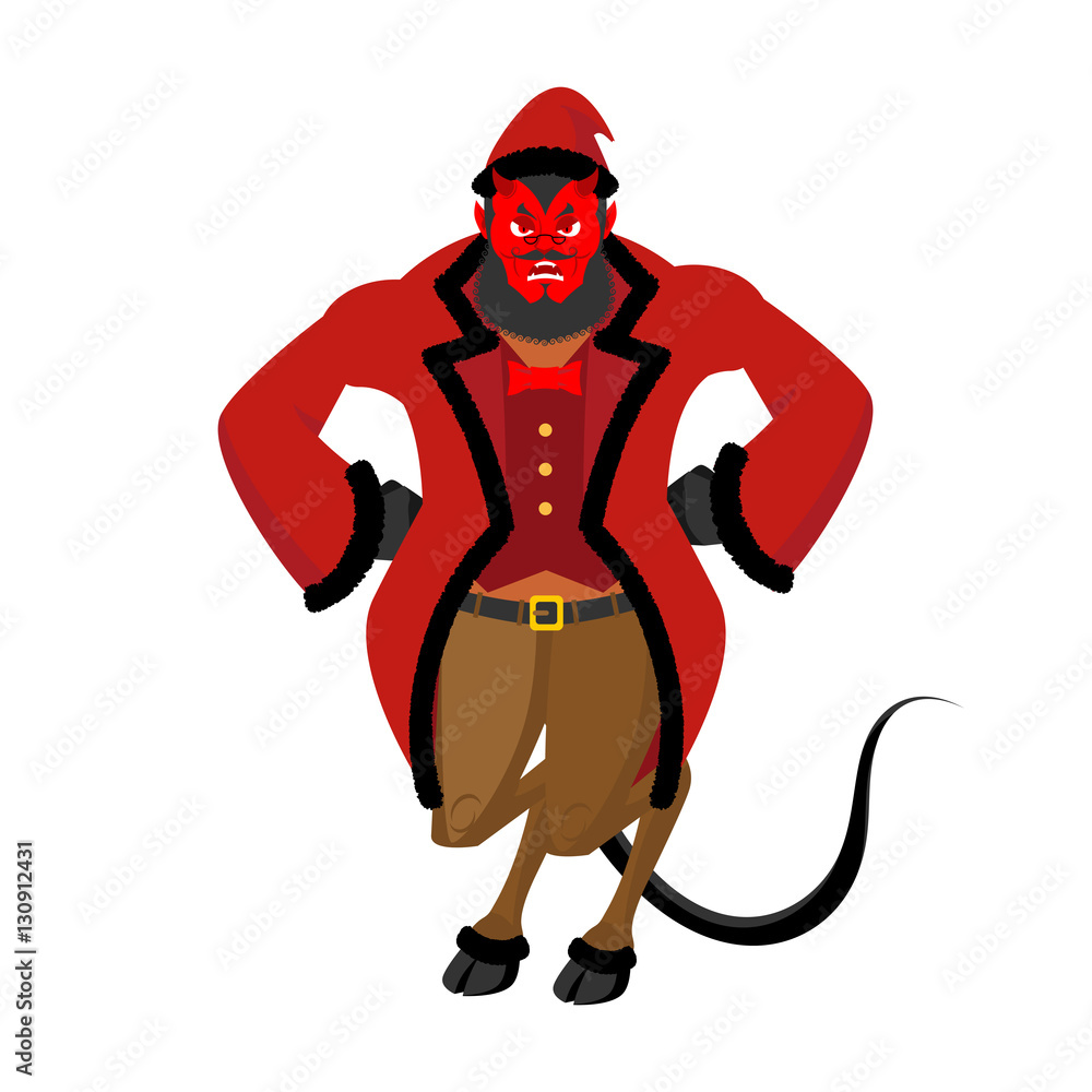 Krampus Satan Santa. Claus red demon with horns. Christmas monst Krampus Satan Santa. Claus red demon with horns. Christmas monst