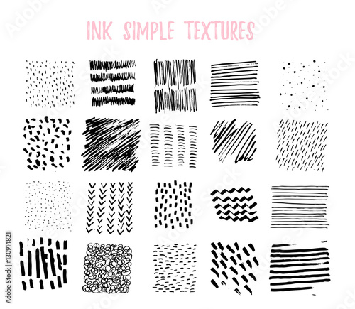 Set of hand-drawn stylish strokes. Vector collection of painted ink textures.