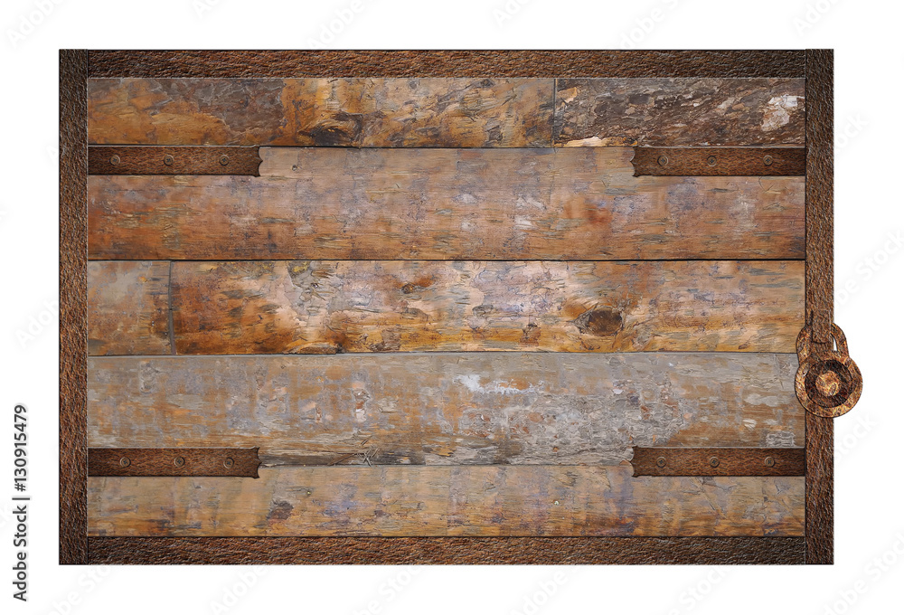 Wooden panel with forgings.