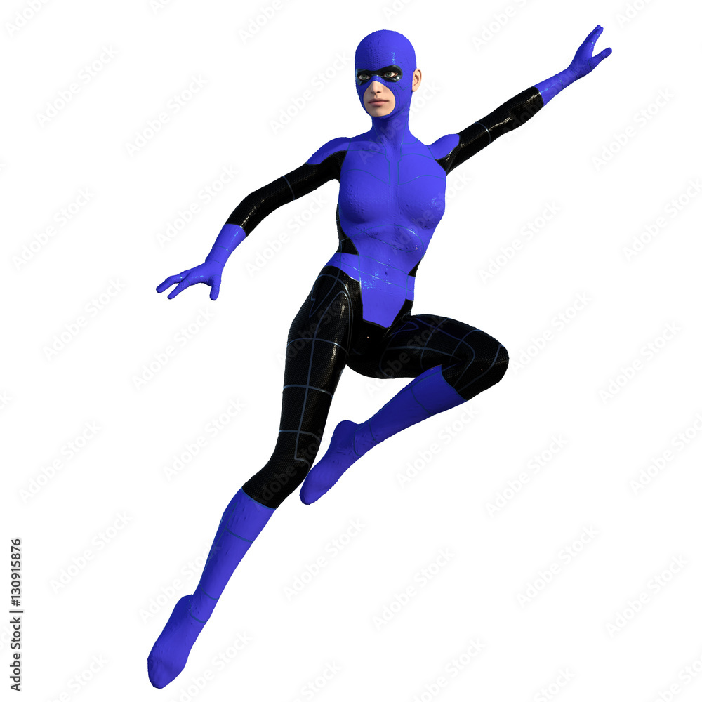 3d render of a super heroine in leather suit isolated on white 3d render of a super heroine in leather suit isolated on white