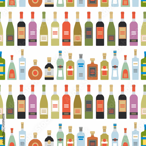 seamless pattern with alcohol bottles