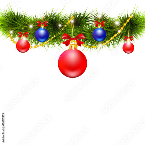 Christmas garland,on a white