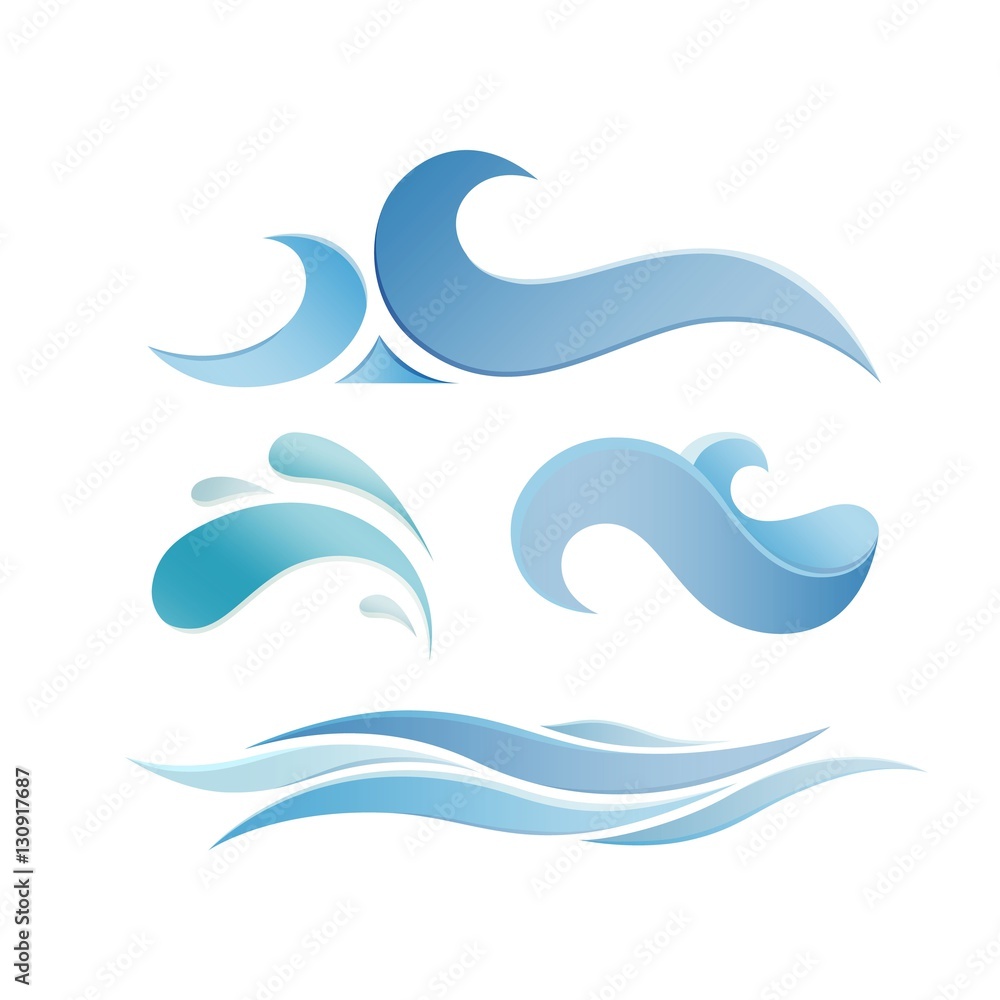 Set of Blue Sea Waves Set of Blue Sea Waves