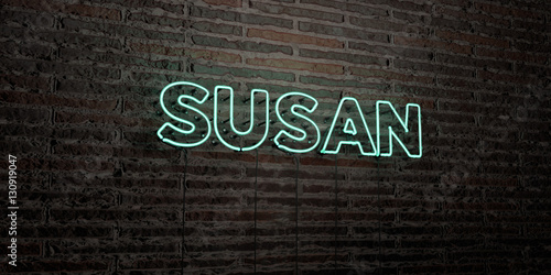 Photos SUSAN -Realistic Neon Sign on Brick Wall background - 3D rendered royalty free stock image
