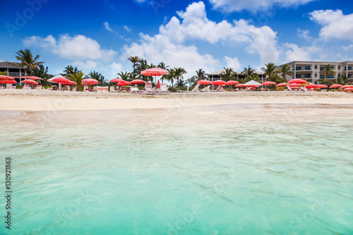 Umbrellas and chairs on Grace Bay Beach