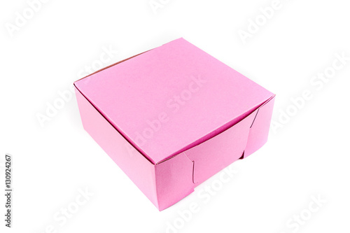 Pink donut box isolated on a white background