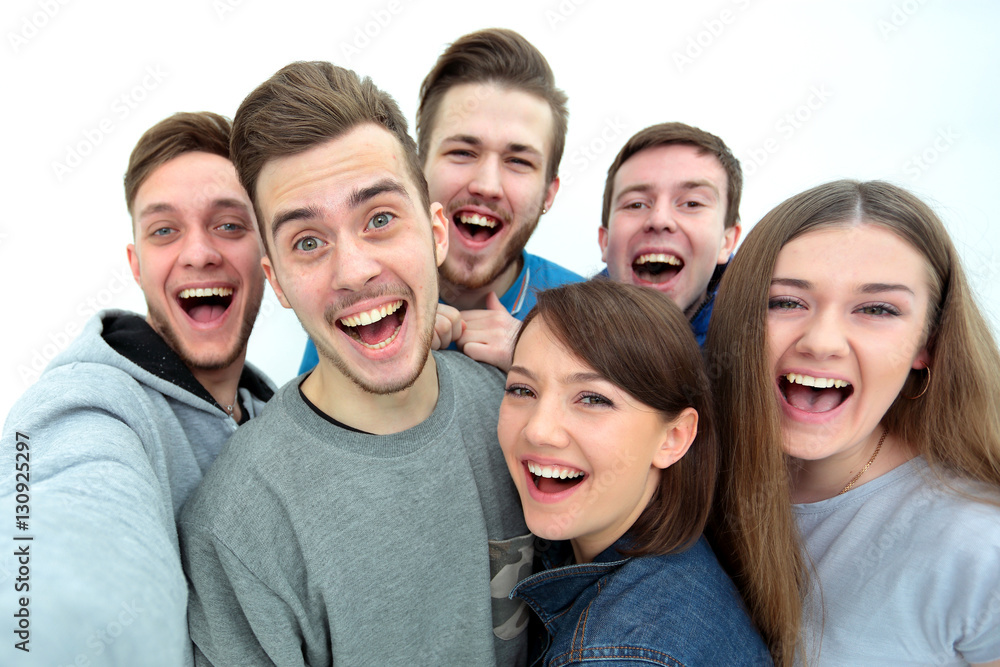 close-up of a team of cheerful and happy University students close-up of a team of cheerful and happy University students