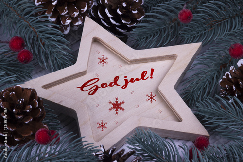 Christmas greeting card God Jul, red