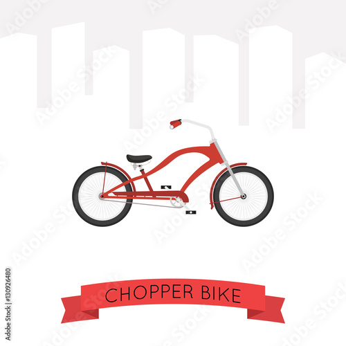 Vector illustration of chopper bike in flat style.