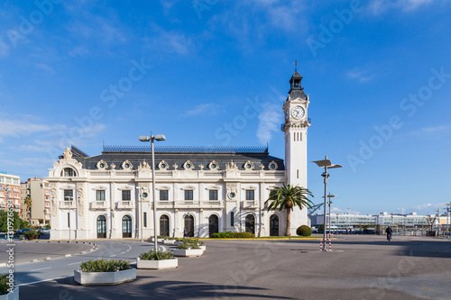 Port Authority buildings  with clock tower in the harbor of Vale