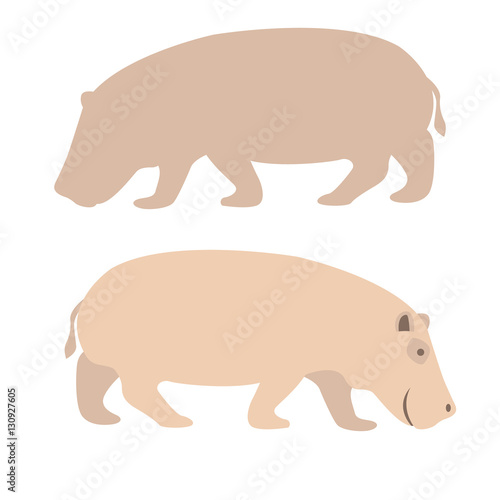 Hippo vector illustration style Flat set