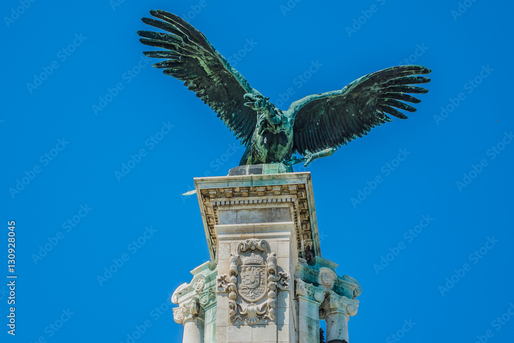 Turul Bird at Gate entrance to Royal Palace. Budapest, Hungary.