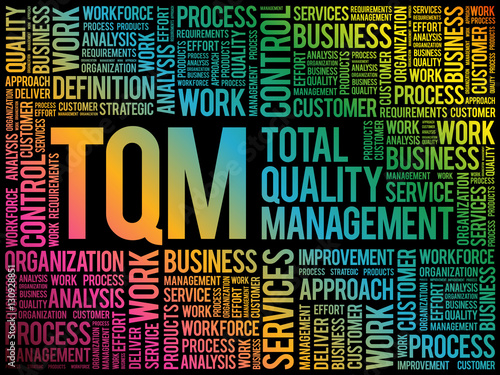 TQM - Total Quality Management word cloud, business concept background