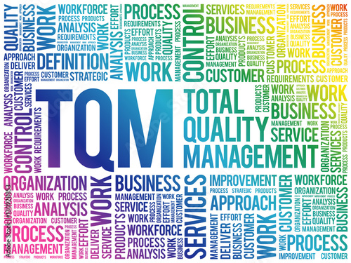 TQM - Total Quality Management word cloud, business concept background
