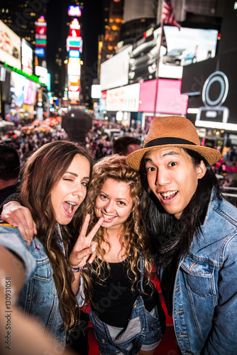 Photography Friends taking selfie in Times Square