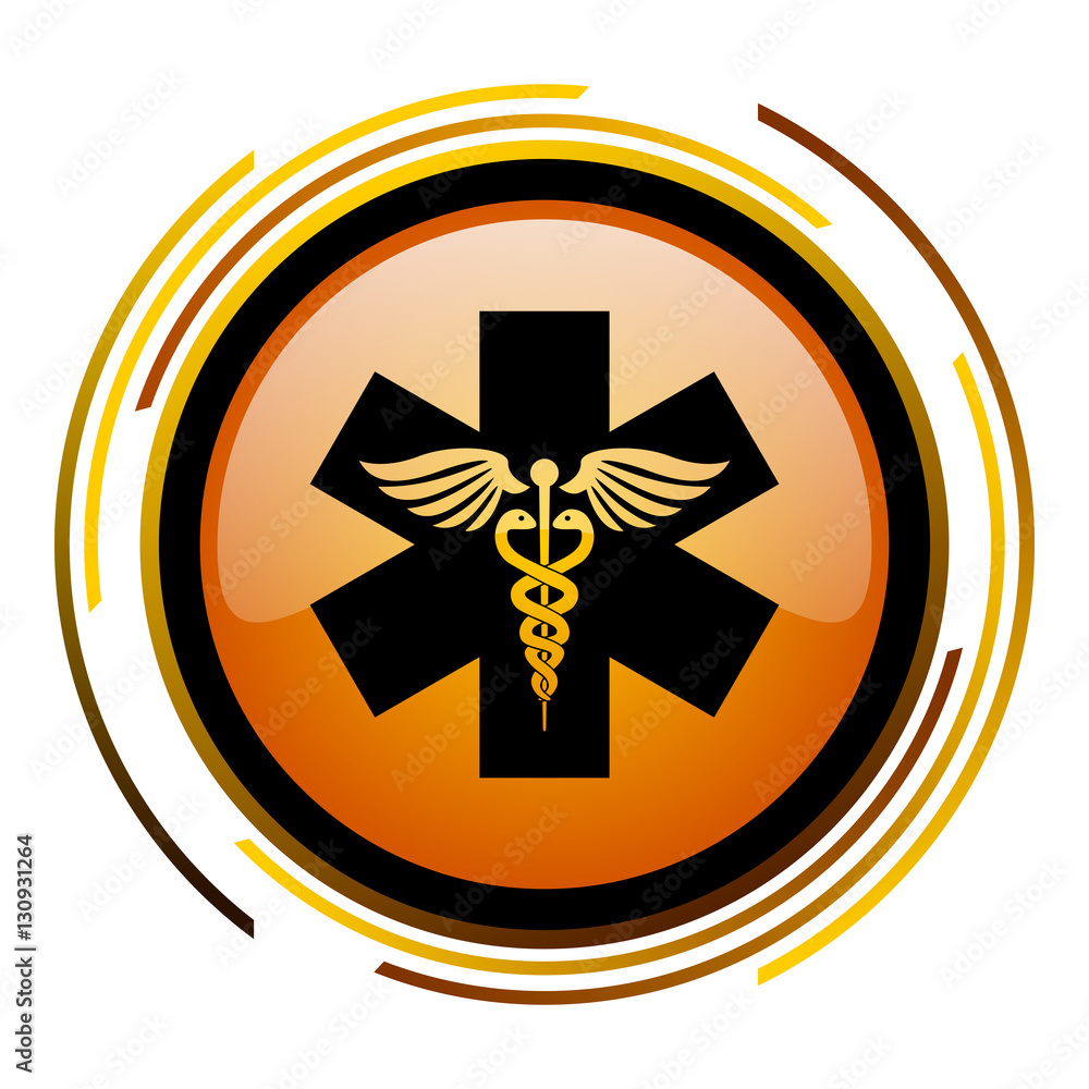 Emergency sign vector icon. Modern design round orange button isolated on white square background for web and application designers in eps10. Emergency sign vector icon. Modern design round orange button isolated on white square background for web and application designers in eps10.