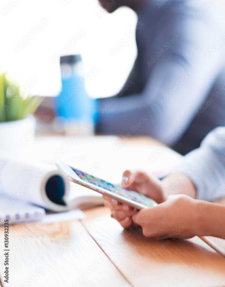 Two happy smiling young medical people handshaking at office StockFoto