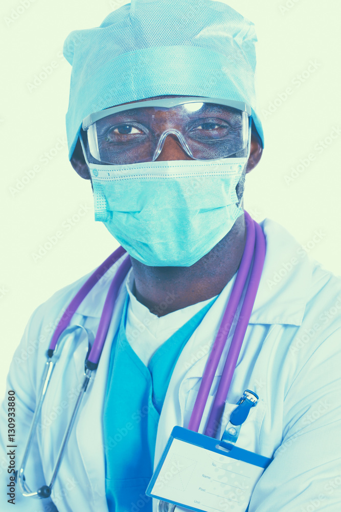 Portrait of a doctor man standing isolated on white background Portrait of a doctor man standing isolated on white background