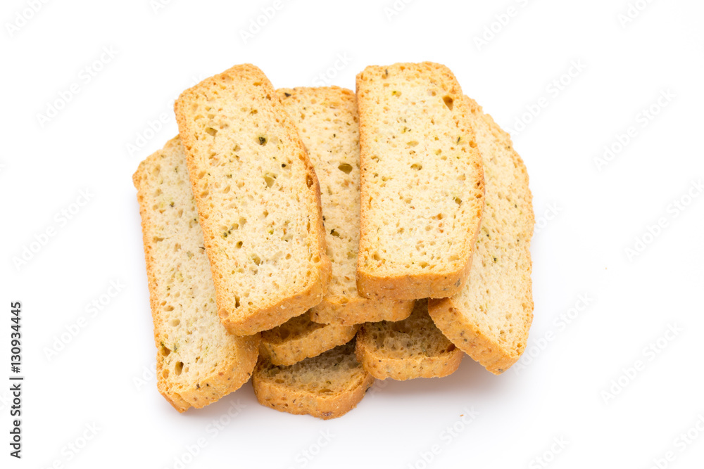 Garlic and herb bread slices. Eco food. Garlic and herb bread slices. Eco food.
