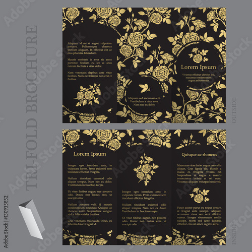 Tri-fold brochure template with roses