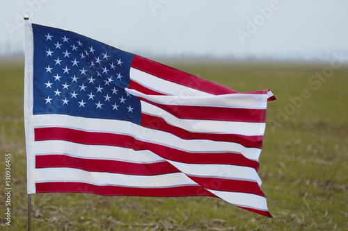 United States national flag on green grass background