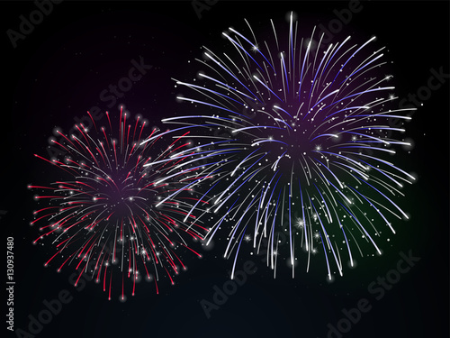 Vector fireworks - blue and red