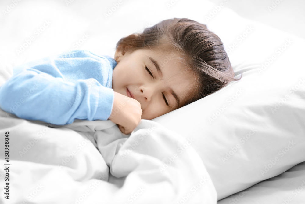 Cute little girl sleeping in bed at home Cute little girl sleeping in bed at home