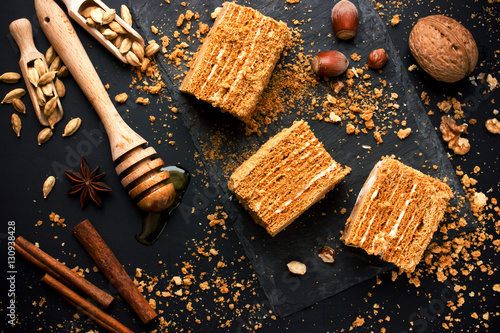 Sweet homemade layered honey cake