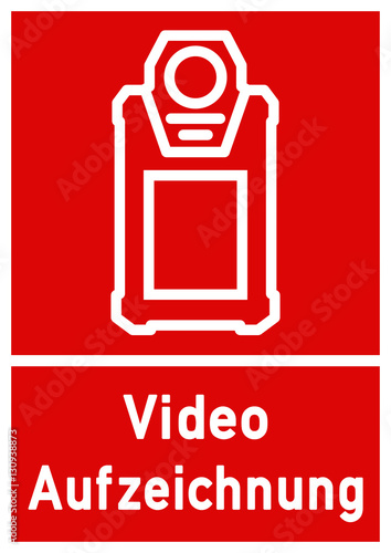 vss19 VideoSurveillanceSign vss - ks153 Kombi-Schild - Hinweis Zeichen Piktogramm - bodycam - Videoaufzeichnung - Kameraüberwachung - DIN A3 A4 A5 A6 Poster XXL - rot g4829 photo