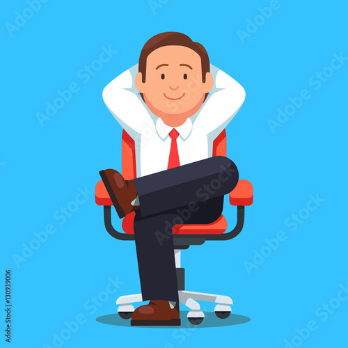 Businessman sitting calmly legs crossed