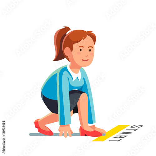 Business woman ready to sprint run
