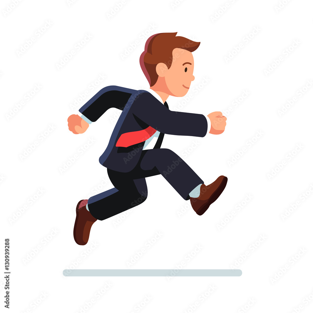 Business man running and jumping