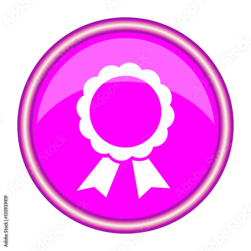 Pink round icon with ribbons. Vector illustration. photo