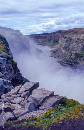 Jökulsá á Fjöllum, Canyon / Schlucht am Wasserfall Dettifoss, Jökulsárgljúfur-Nationalpark, Nordisland, Island (Iceland), Europa 
