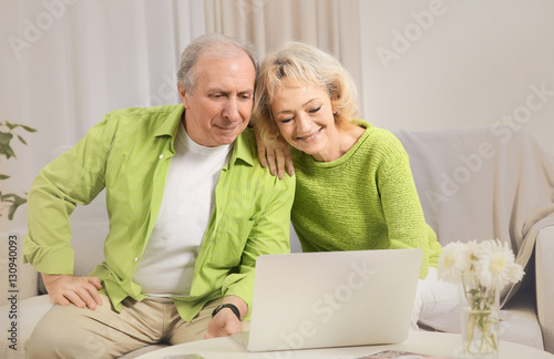 Senior couple making video ...