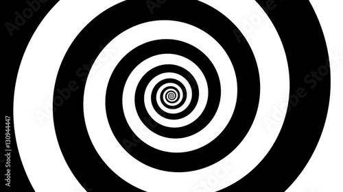 Black and white spiral Optical illusion illustration, abstract background graphics asset, Hypnotising whirlpool effect