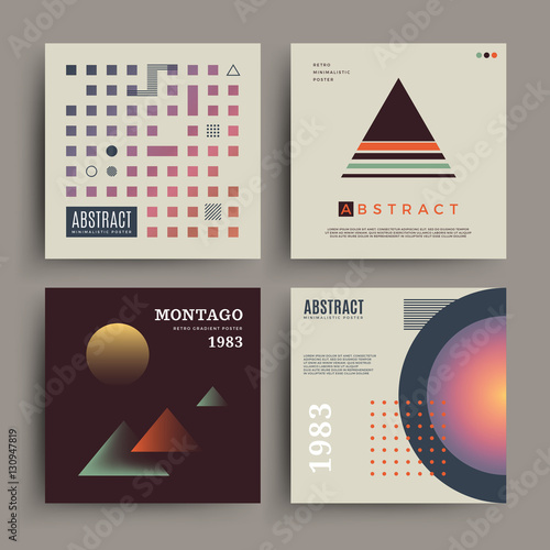 Retro abstract minimalistic poster with muted colors