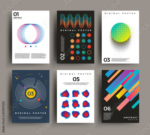 Vector geometric abstract posters or brochures. Booklets with minimalistic background