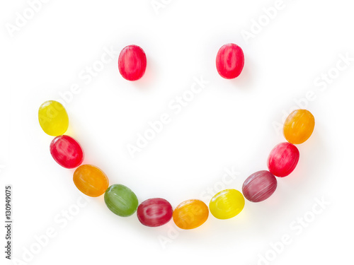 Colored fruit candies in the shape of smiley