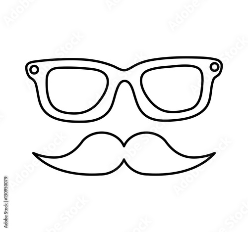 eye glasses and mustache hipster style icon vector illustration design
