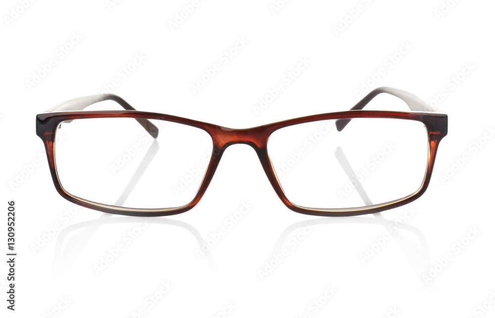 Close up view of modern glasses on light background Close up view of modern glasses on light background