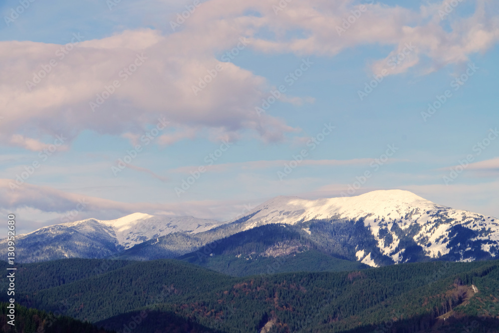 View of beautiful landscape with mountains View of beautiful landscape with mountains