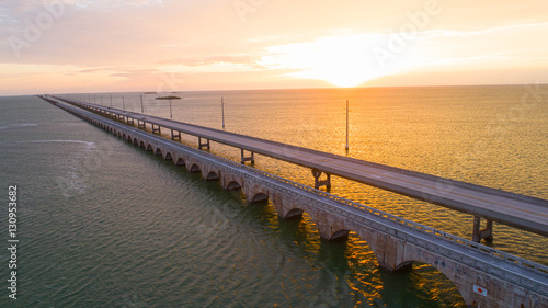 Sunrise Travel Concept Road Over Seven Mile Bridge Florida Keys © CascadeCreatives