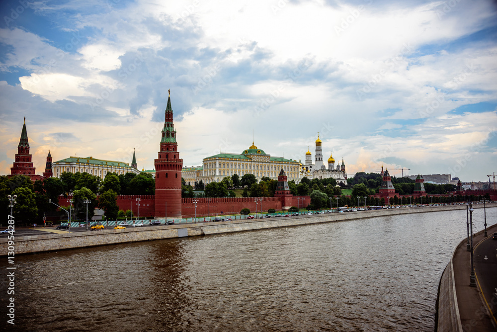 View on the Moscow Kremlin and Kremlin embankment from the Greater Stone Bridge, Moscow, Russia View on the Moscow Kremlin and Kremlin embankment from the Greater Stone Bridge, Moscow, Russia