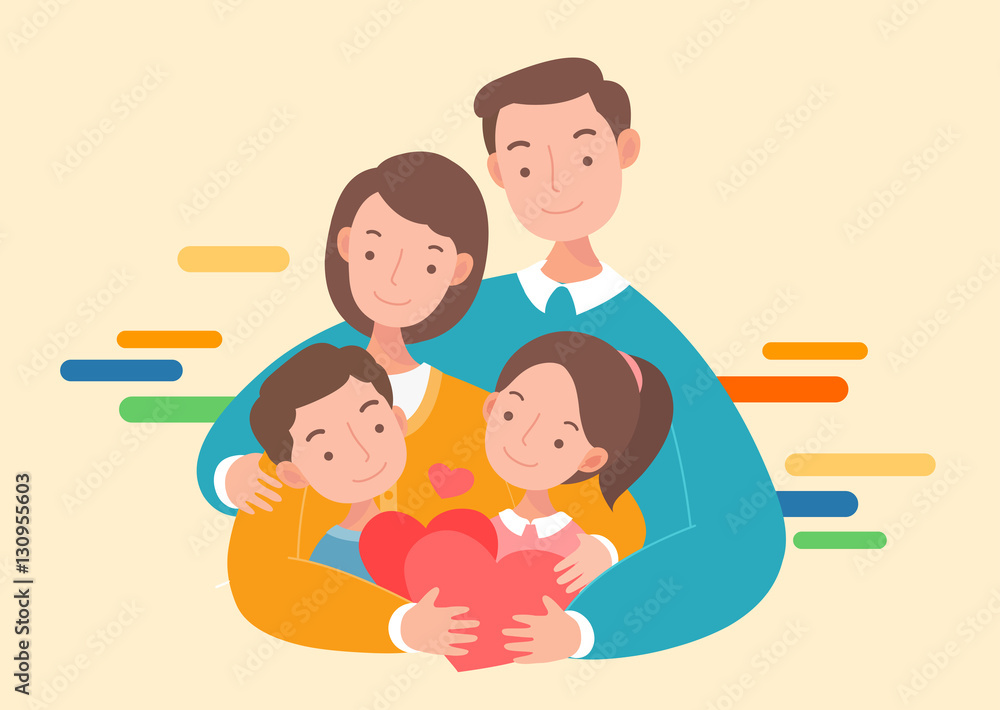 Happy parents and kids. Mother and father with children. Happy parents and kids. Mother and father with children.