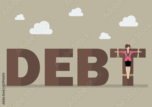 Business woman crucified on debt